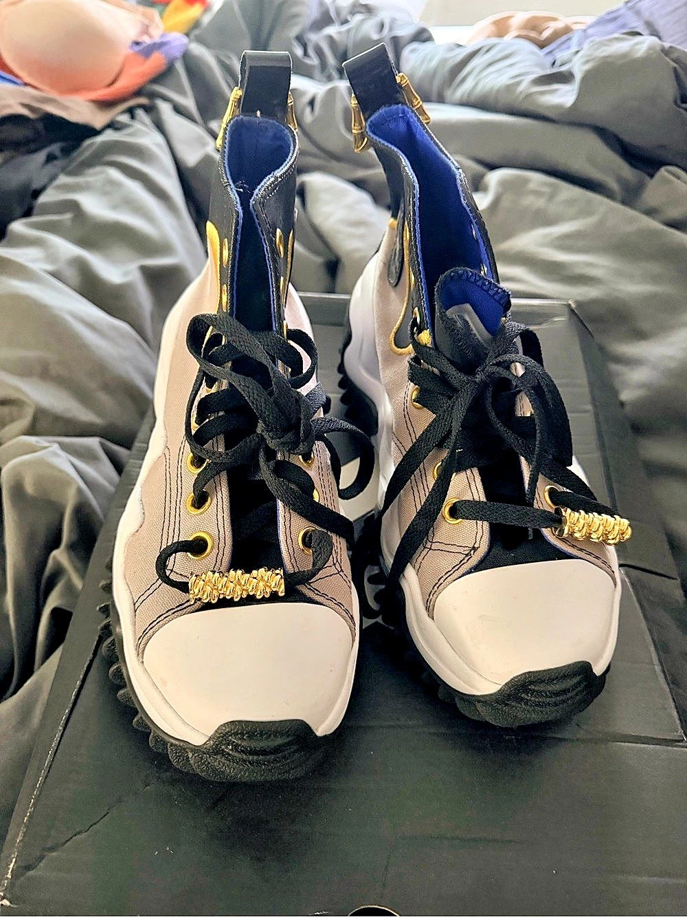 Converse Run Star Motion Hi 'Mercury Grey Gold' Platform Sneakers White & Black